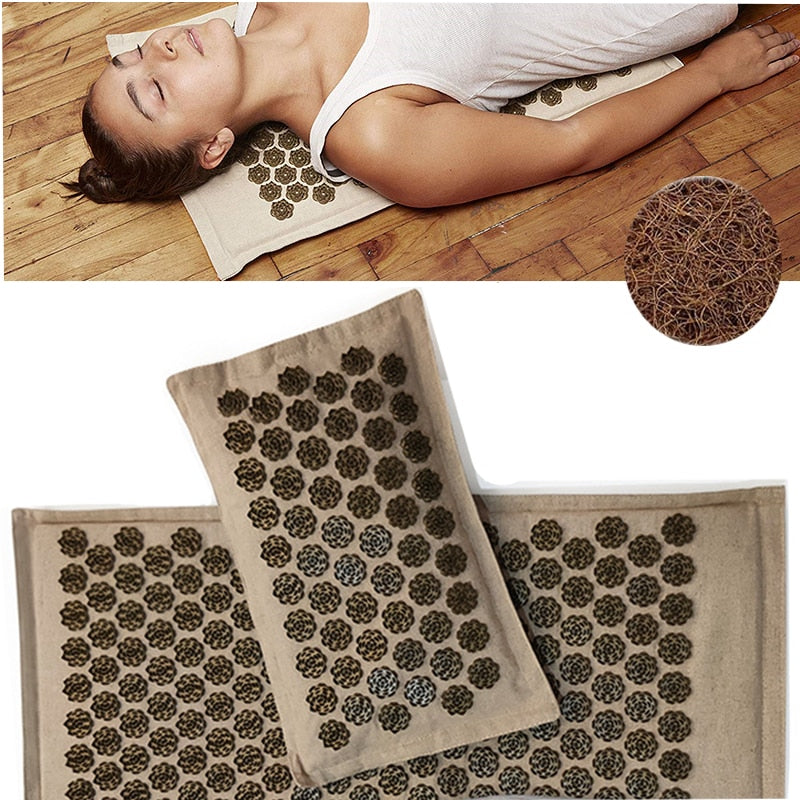 Acupressure Mat and Pillow Set for Back Neck Pain Relief